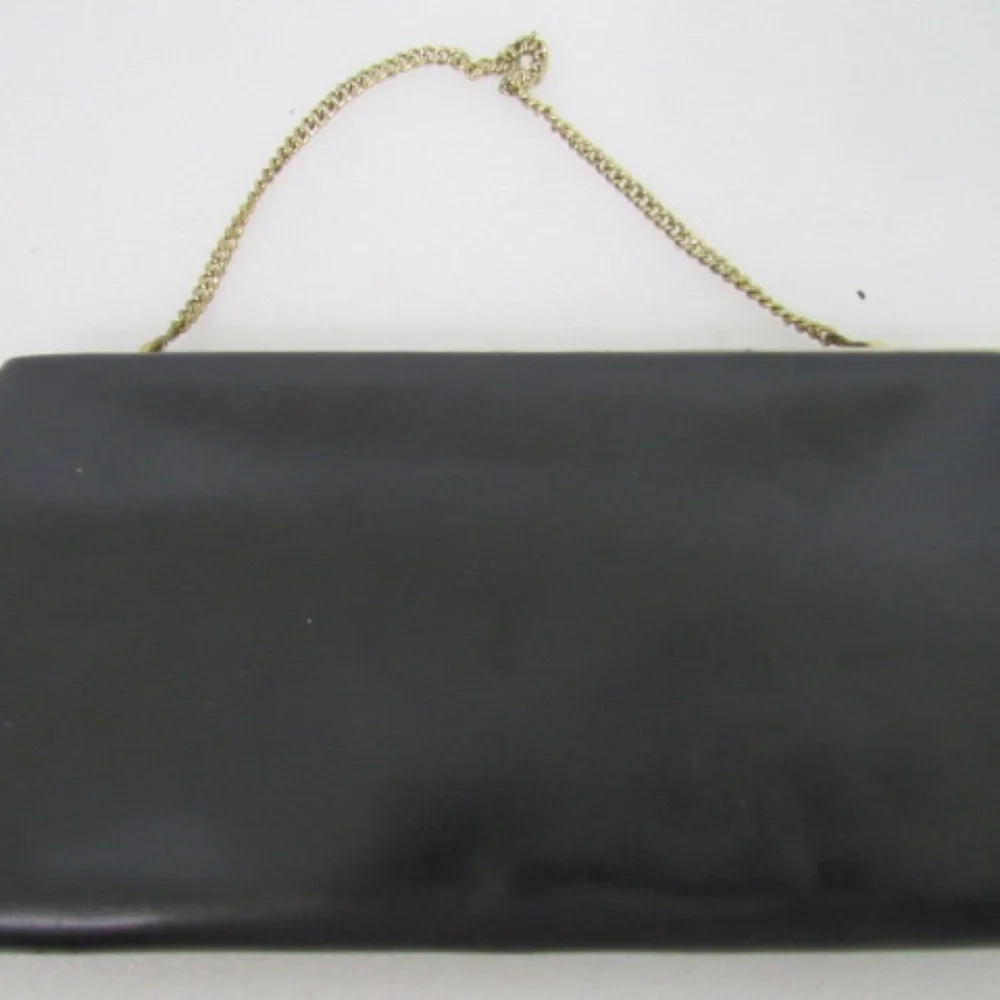 Vintage Ladies Black‎ Evening Clutch Purse Chain Handle
